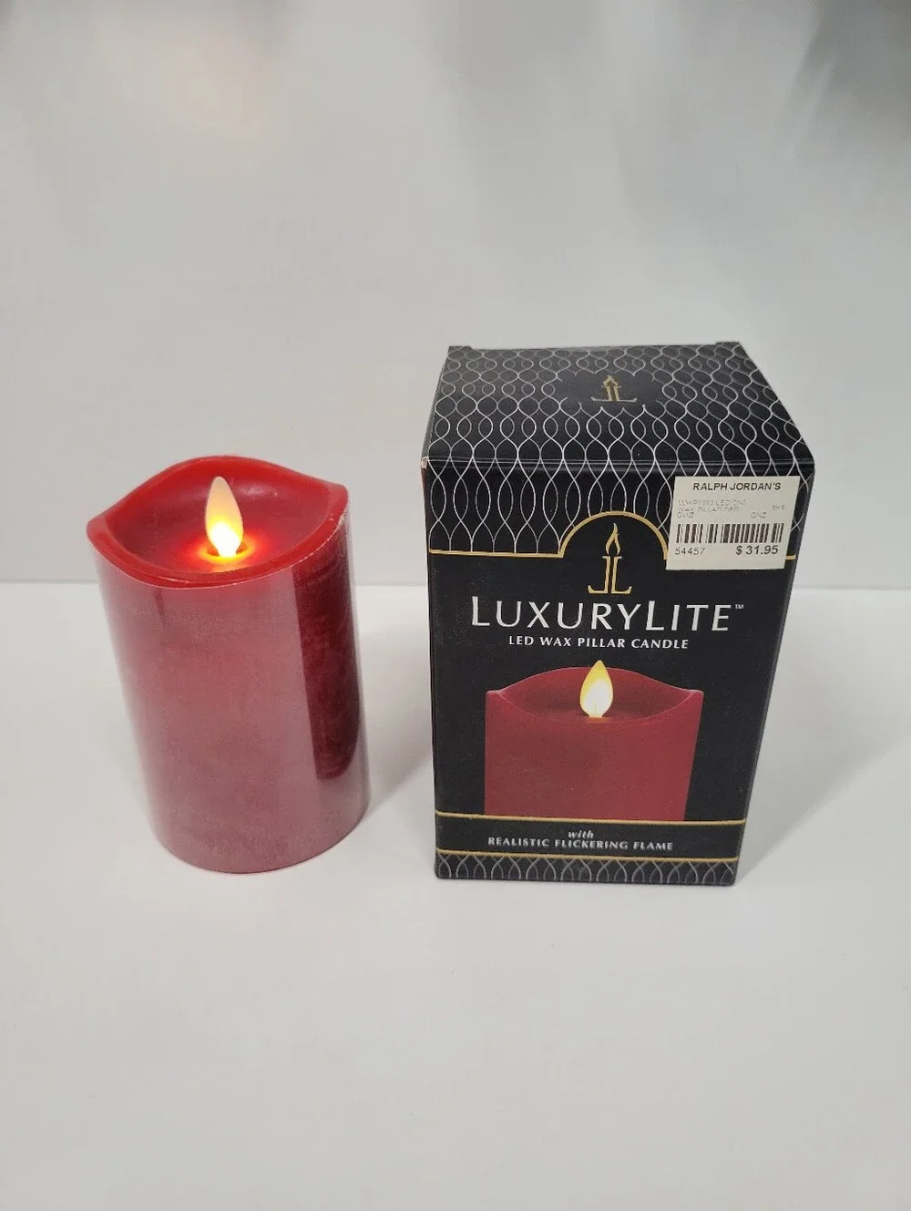 Luxury Lite Red Flameless LED Timer Real Wax Pillar Candle Set Of 3 Tested